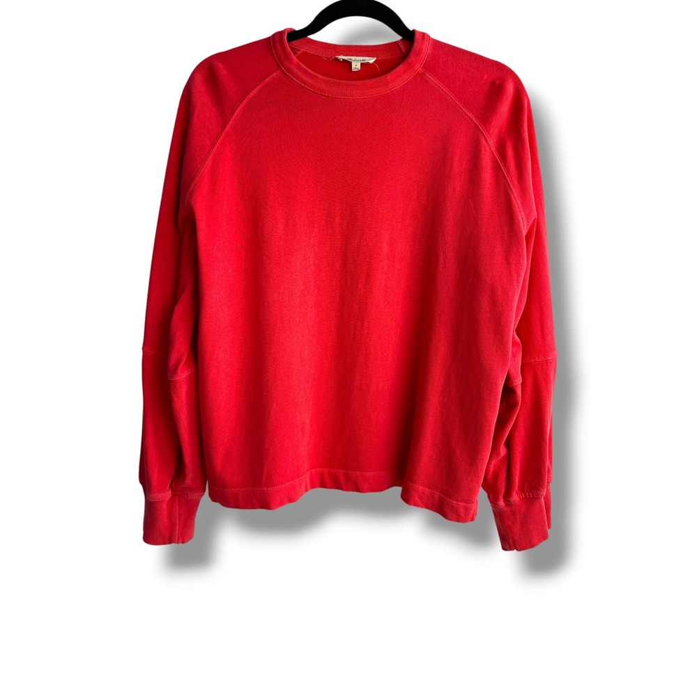 Madewell Sweatshirt Womens Small Red Raglan Sleeve Crew Neck Cotton Relaxed